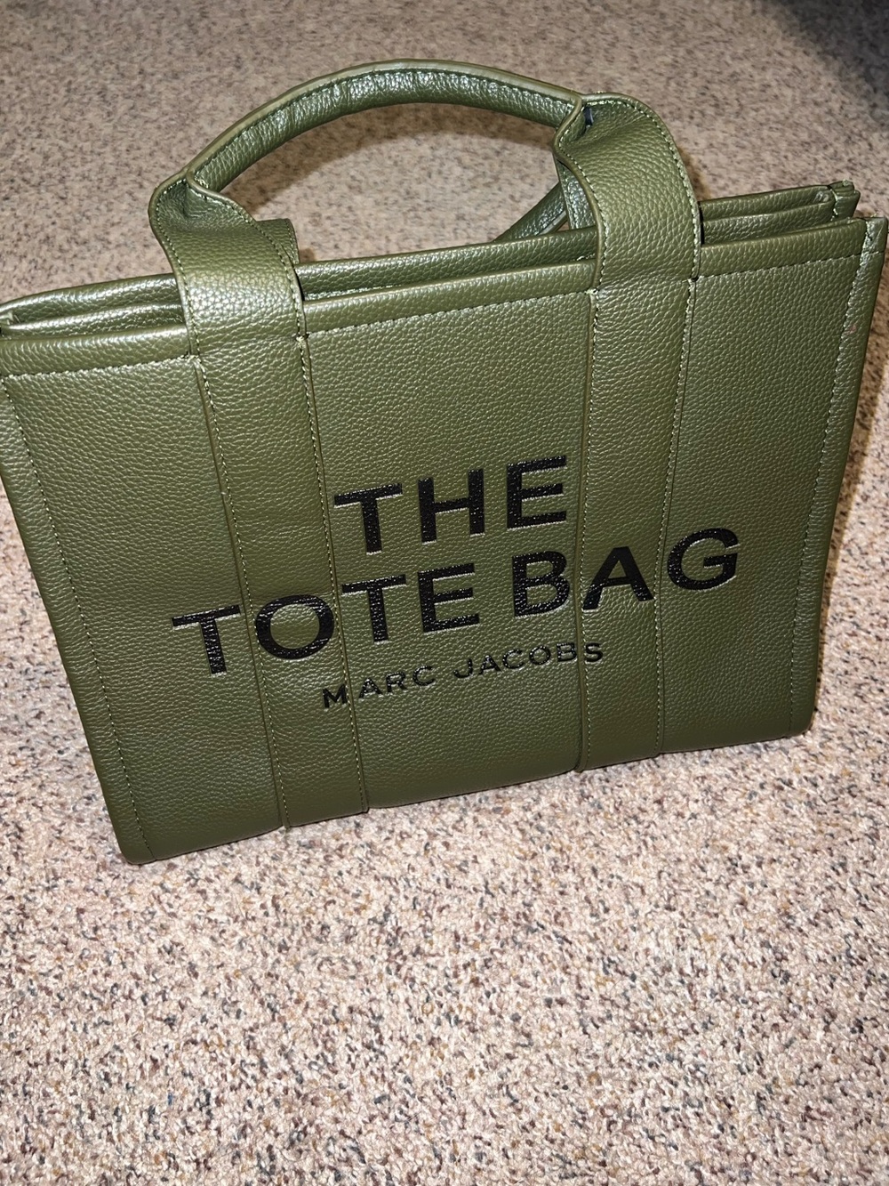 Marc Jacobs The Leather Medium Tote Bag Forest Olive Green